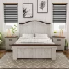 3pc Willow Rustic Bedroom Set With 2 Nightstands Distressed White/Walnut - HOMES: Inside + Out