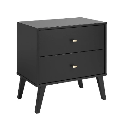 Mid Century Modern 2 Drawer Wide Nightstand - Prepac 1 Mid Century Modern 2 Drawer Wide Nightstand - Prepac