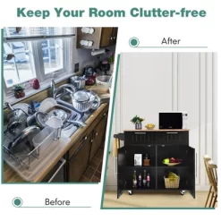 Costway Rolling Kitchen Cart Island Heavy Duty Storage Trolley Cabinet Utility Black -Home Style Deals Store GUEST 305c1a62 307e 404d bedb ee94858fbb1a