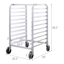 Costway 10 Sheet Aluminum Bakery Rack Silver Commercial Cookie Bun Pan Kitchen W/Wheel
