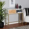 Giona Two-Tone Wood And Metal 1 Drawer Console Table White/Gold - Baxton Studio