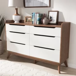 Brighton Mid-Century Modern Wood 6 Drawer Storage Dresser Brown - Baxton Studio -Home Style Deals Store GUEST 326b2730 cbdb 41c8 b785 641a8974dd4c