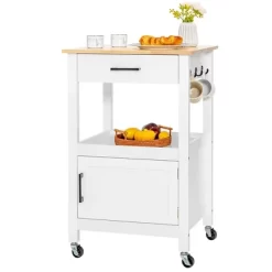 Costway Rolling Kitchen Island Cart On Wheels Bar Serving Trolley W/Drawer Cabinet BlackWhite -Home Style Deals Store GUEST 32ac8cd9 ee8d 4a93 b9b1 3d5b7ca8703e