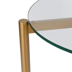 Mid-Century Brass Metal Round Side Table With White Lacquer Shelf - Henn&Hart -Home Style Deals Store GUEST 33c1f90e d2ac 41cc 811e 444e01f8aaed