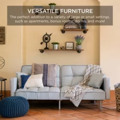 Best Choice Products Convertible Living Room Linen Fabric Tufted Split-Back Futon Sofa W/ 2 Pillows -Home Style Deals Store GUEST 33c9e24e 49a2 4cdd b693 aa46a2bac439