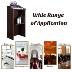 Costway Wooden Floor Standing Podium Speaking Lectern W/ Adjustable Shelf & Pen Tray -Home Style Deals Store GUEST 33fb3371 5952 437f 82b6 803cb880f246