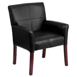 Emma And Oliver Leather Executive Side Reception Chair With Mahogany Legs -Home Style Deals Store GUEST 342d2d32 e027 4db2 a7f1 81018e5c6e10