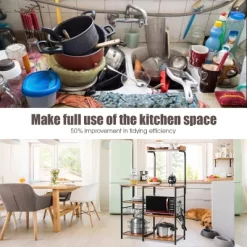 Costway 4-Tier Vintage Kitchen Baker's Rack Utility Microwave Stand W/ Basket & 5 Hooks -Home Style Deals Store GUEST 35d07c6d a2e8 421e afce 68a26e7dc0e2