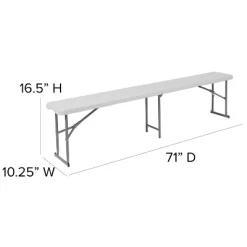 Emma And Oliver 10.25"Wx71"L Portable Bi-Fold Granite White Plastic Bench -Home Style Deals Store GUEST 360f38ef cb52 45bf bbe6 4885bb81d760