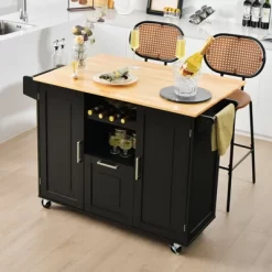 Costway Rolling Kitchen Island Utility Serving Cart With Drop Leaf Wine Rack Drawer -Home Style Deals Store GUEST 36caa2a6 9b7f 466d b719 0e447dbc189b