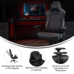 Flash Furniture Falco Ergonomic High Back Adjustable Gaming Chair With 4D Armrests, Headrest Pillow, And Adjustable Lumbar Support -Home Style Deals Store GUEST 373525bc f30e 42b0 a50c 0c5b3b57700f