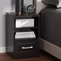 Odelia Modern And Contemporary Finished 1 Drawer Nightstand Dark Brown - Baxton Studio -Home Style Deals Store GUEST 387113aa ffb1 4bce a19b e4c14db7af84