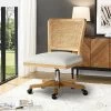 Crisolina Office Task Chair With Rattan Back Height-adjustable Computer Desk Chair Swivel | Karat Home-Linen