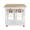 Square Hardwood Drop Leaf Table Top Breakfast Cart Natural/White - Flora Home