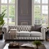 Chesterfield Linen Tufted Nailhead Upholstered Sofa With Wooden Legs - ModernLuxe