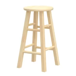 PJ Wood Classic Round-Seat 24" Tall Kitchen Counter Stools For Homes, Dining Spaces, And Bars With Backless Seats, 4 Square Legs, Natural (Set Of 8) -Home Style Deals Store GUEST 3b2b570e 7e5c 457f b7aa 764d0e6a3e66 1