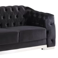 71" Pyroden Loveseat Black Velvet/Chrome Finish - Acme Furniture -Home Style Deals Store GUEST 3c33c7e4 d3a1 425c bffc a71939610998