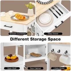 Costway Rolling Kitchen Island Cart On Wheels Bar Serving Trolley W/Drawer Cabinet BlackWhite -Home Style Deals Store GUEST 3c48cc71 a5a4 40d0 9b43 355c1b984167