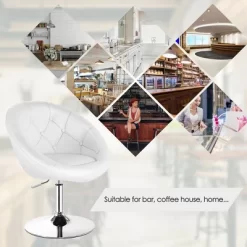 Costway 1PC Adjustable Modern Swivel Round Tufted Back Accent Chair PU Leather -Home Style Deals Store GUEST 3faf893f e62f 4304 a863 d4f5bb56db70