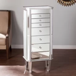 Melanie 7 Drawer Glam Jewelry Armoire Mirrored/Brushed - Aiden Lane -Home Style Deals Store GUEST 3fda2f88 dced 4a1e 9873 2da3bb179c28