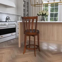 25.5" Savana Swivel Counter Height Barstool Cherry/Black - Hillsdale Furniture