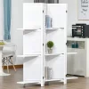 HOMCOM 4 Panel 67" Tall Wood Privacy Screen Room Divider With 3 Display Shelves, And Folding Storage For Bedroom Or Home Office, White