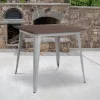Emma And Oliver 31.5" Square Metal Indoor Table With Rustic Wood Top