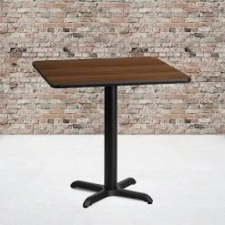Flash Furniture 30'' Square Walnut Laminate Table Top With 22'' X 22'' Table Height Base