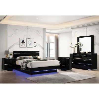 5pc Cavatao Bedroom Set With Led Light Black/Chrome - MiBasics 1 5pc Cavatao Bedroom Set With Led Light Black/Chrome - MiBasics
