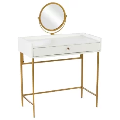 Randburg Vanity Table With Mirror White/Gold - Aiden Lane -Home Style Deals Store GUEST 436d92e1 7512 4b0f a05b 6a58a68f1c92