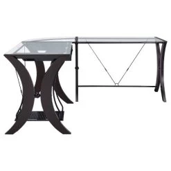 Monterey Glass Top L-Shape Computer Desk Cappuccino - Coaster -Home Style Deals Store GUEST 439fcbfc 587f 4e44 9b3d 8531d1b33dc3