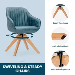 Costway Set Of 2 Swivel Accent Chair Modern Leathaire Armchairs W/ Beech Wood Legs GreyBlueBrown -Home Style Deals Store GUEST 43e9f68b 79be 4101 9146 2be98fb1344f