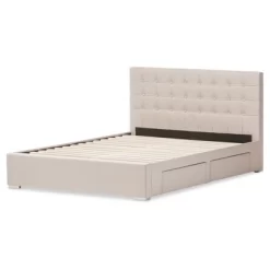 Queen Rene Modern And Contemporary Fabric 4 Drawer Storage Platform Bed - Baxton Studio -Home Style Deals Store GUEST 44dbda8d 5f16 454b a6e6 5bd43c1c5284