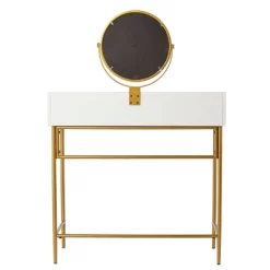 Randburg Vanity Table With Mirror White/Gold - Aiden Lane -Home Style Deals Store GUEST 44df95d9 d730 401d 94b5 c2078310e8d0