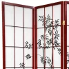 Oriental Furniture 6' Tall Lucky Bamboo Shoji Screen 6 Panels Rosewood