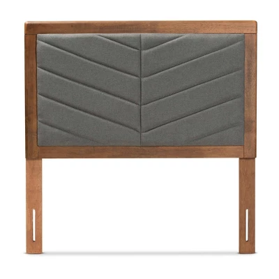 Twin Iden Fabric Upholstered Wood Headboard Dark Gray/Walnut Brown - Baxton Studio 1 Twin Iden Fabric Upholstered Wood Headboard Dark Gray/Walnut Brown - Baxton Studio