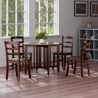 5pc Alamo Drop Leaf Dining Set With Ladder Back Chairs Wood/Walnut- Winsome 13 5pc Alamo Drop Leaf Dining Set With Ladder Back Chairs Wood/Walnut- Winsome - Image 13