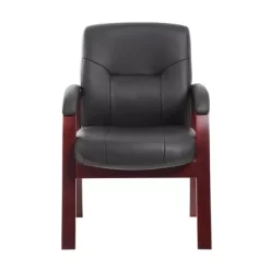 Executive Leather Guest Chair With Mahogany Finished Wood Black - Boss Office Products -Home Style Deals Store GUEST 45e0c842 2985 4abb 92da 004699984726