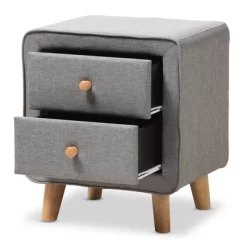 Jonesy Mid - Century Fabric Upholstered 2 - Drawer Nightstand - Gray - Baxton Studio -Home Style Deals Store GUEST 461d7df4 2508 4874 bc31 6a25e06039a2