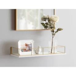24" X 8" Benbrook Decorative Wall Shelf White - Kate & Laurel All Things Decor -Home Style Deals Store GUEST 4658982c e2b5 4b58 8756 18803436d1ab