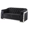 71" Pyroden Loveseat Black Velvet/Chrome Finish - Acme Furniture