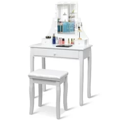 Tangkula Make-Up Vanity Table Dresser Set W/LED Light & Padded Stool -Home Style Deals Store GUEST 47e57a1a e1f3 4bea 8309 ab852755cd97
