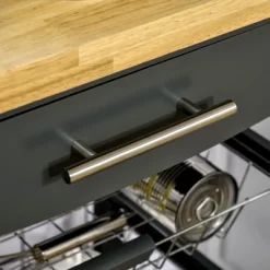 HOMCOM 3-Tier Utility Kitchen Cart With Handle Bar, Steel Basket Rolling Cart, Food Storage Service Trolley With Drawer, Rubber Wood Top -Home Style Deals Store GUEST 482323e6 49b2 4f1d ae68 91f0325f8d67