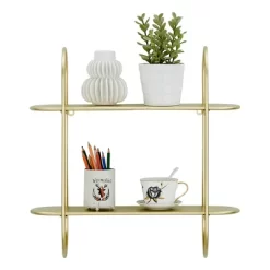 20" 2 Tier Warm Metal Hanging Bracket Wall Mounted Shelf Gold - Danya B. -Home Style Deals Store GUEST 48b84b75 5da6 46c0 a278 626c6a9699ec