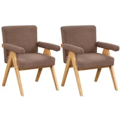 Set Of 2 Megan 21.6" Wider Armchair Boucle Upholstered Seat And Back With "V" Shape Solid Wood Legs Accent Chair With Arm Pads-The Pop Maison -Home Style Deals Store GUEST 48f494fc d0e3 482a aaba bd874993fd0d