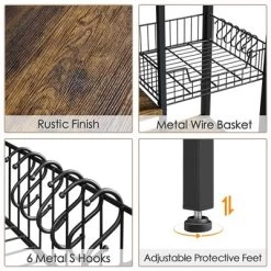 Yaheetech 5-Tier 56" H Baker’s Rack With Wire Basket & Power Outlets, Rustic Brown -Home Style Deals Store GUEST 49242dd9 ba1b 4616 a515 0d9a2f0eecae