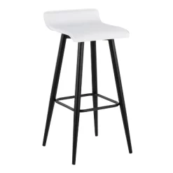 Set Of 2 Ale Faux Leather/Steel Barstools Black/White - LumiSource