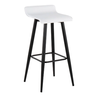 Set Of 2 Ale Faux Leather/Steel Barstools Black/White - LumiSource 1 Set Of 2 Ale Faux Leather/Steel Barstools Black/White - LumiSource