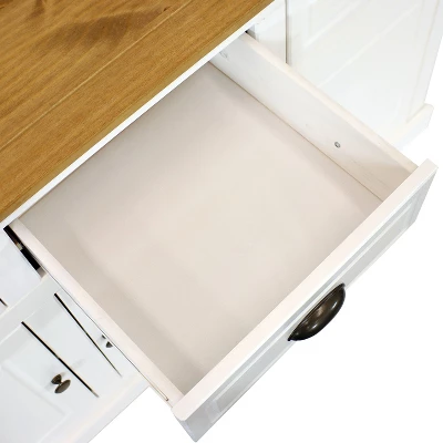 Sunnydaze Decor Sunnydaze Sideboard With 3 Drawers And 3 Doors - Solid Pine Construction - White - 32" 5 Sunnydaze Decor Sunnydaze Sideboard With 3 Drawers And 3 Doors - Solid Pine Construction - White - 32" - Image 5