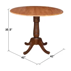 35.5" Brevin Round Dual Pedestal Drop Leaf Dining Table Cinnamon/Espresso - International Concepts -Home Style Deals Store GUEST 4a093343 d7cd 4791 b64b e99a54719944